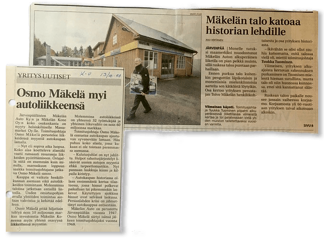 Mäkelän Auto siirtyy Tuomisen perheelle 1990 syksyllä